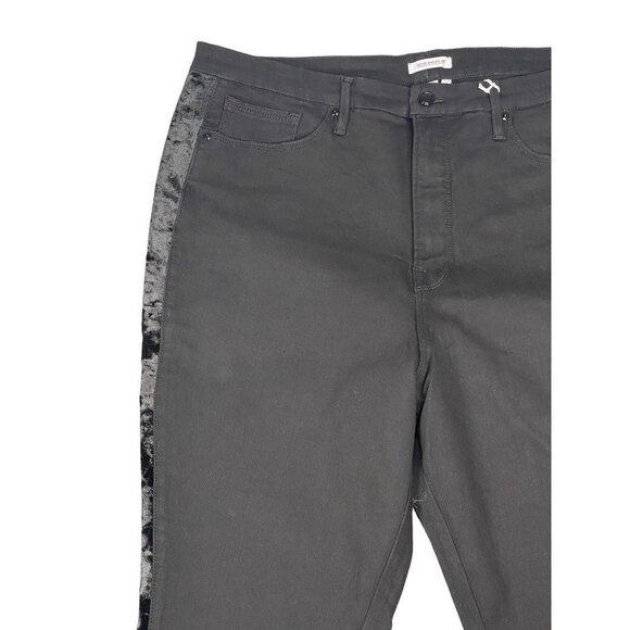 Good American Womens Legs‎ Paneled Velvet Skinny Jeans Black Pockets Plus SZ 24 - Picture 5 of 11